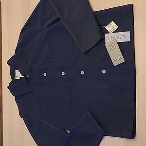Deadstock VTG NWT Maren Button Down Lyocell Navy Blue Shirt